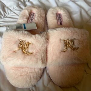 Juicy Couture Blush Pink Faux Fur Pearl JC Slide